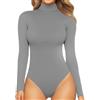 Prontiaduscire Body Donna Maniche Lunghe Collare Alto Maglia Bodysuit 131 Grigio S