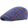 DORRISO Uomo Piatto Berretto Righe Quadri Design Leggero Berretto Baschi Scozzesi Cotone Basco Newsboy Flat Cappello Confortevole Uomo Viaggio Vacanza Cappelli
