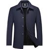 KUDORO Cappotto da Uomo in Lana Trench Cappotto Invernale Spesso Cappotto a Maniche Lunghe Imbottito Giacca Peacoat Outwear(Blu marino,XL)