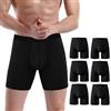 PUTUO Uomo Mutande Lungo in bambù: Mutande Boxer Uomo Aderenti in Bamboo con Conchiglia - 3D Ultra Morbido Comodi e Traspiranti Intimo Lunghi Senza Etichette 6 Paia,Nero
