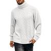 KBOPLEMQ Maglione a collo alto, da uomo, con motivo a treccia, maglione a collo alto, maglia fine, slim fit, maglione invernale da uomo, maglione a maglia, spesso e caldo in cashmere, O bianco., 3XL