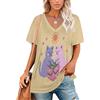 KETAFOUND Magliette da Donna Magliette Estive A Modello Gatto dei Cartoni Animati con Scollo A V Manica Corta T-Shirt Simpatiche Stampe 3D Animali Larghe, Top Estivo per Il Tempo Libero, da Spiaggia