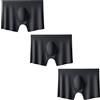 Faringoto Uomo Mutandine Mens Ice Silk Seamless Intimo Tinta unita Ultra-sottile, 3 nero, XL