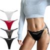 Meshal Sexy G-String Thongs for Women Panties T Back Underpants Solid Color Lace 4Pack Hipster XL