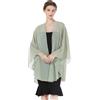BEAUTELICATE Coprispalle Chiffon Donna Elegante Scialle Cardigan Kimono Lungo con Giromanica Trasparente Cover Up Estivo Mantelle per Abiti Sposa Damigella Matrimonio Festival (Verde Salvia)
