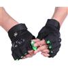 YUANYUYING Guanti Illuminati - Guanti Ricaricabili con Torcia LED per Feste, Halloween, Rave - Effetto Scheletro (verde, standard)