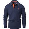 GLESTORE Polo Uomo Manica Lunga Maglietta Uomo T-Shirt Cotone Polo Lavoro Uomo Blu Marino M