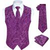 HISDERN Set di gilet e cravatta jacquard floreali classici da uomo in paisley floreale e tasca quadrata