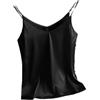 REHJJDFD Donna Canotta con Spalline Sottili Top Donna con Scollo a V Basica Bianca Canotta Senza Maniche in Raso di Seta Donna Camicia, Nero , XL