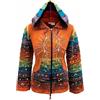 SHOPOHOLIC FASHION Felpa con cappuccio multicolore, con patchwork, motivo arcobaleno, con maniche a strisce, stile hippy e boho
