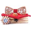 RQPYQF Papillon in legno, set di 4 pezzi, papillon in legno, gemelli e spilla in legno e quadrato tascabile, fatto a mano, accessorio alla moda