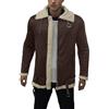 Generico Giacca Uomo Montone Shearling Invernale Termica con Fodera Pelliccia Collo Cappotto Casual da Montagna (Brown, L)
