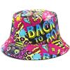 YAMEIZE Retro Style 80s Summer Bucket Hat for - Women Men Teens Vintage Reversible Double Side Fisherman Hat Sun Outdoor