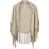 Generisch Giubbotto da donna con nappa senza maniche, vintage, in finta pelle scamosciata, con frange, anni '70, hippie, costume da hippie per carnevale e feste a tema