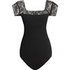 ROYAL SMEELA body danza classica body danza Pizzo donne Leotards Balletto Leotard danza classica body danza adulto body manica corta donna body balletto nero body per danza classica body ballerina