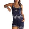 JFAN Monopezzi e Tutine Jumpsuit da Donna Floreale Stampa Canotta Pantaloni Estivi Casual Beachwear Elegante Copricostumi Estivi Mare（Navy Blu,XXL