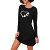 Demegimi Camicia da Notte Donna con Stampa a Cuore Camicia da Notte Cotone e Scollo Rotondo Manica Lunga Stile Romantico e Femminile