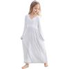 Verve Jelly Camicie da notte per ragazze Morbido cotone scollo a V manica lunga in pizzo pigiameria da notte intera per bambini principessa camicia da notte bianca 120 6-7 anni
