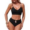 Adigaber Donna Costume da Bagno Due Pezzi Vita Alta Incrociato Frontale Costumi da Bagno Metallico Bikini Set