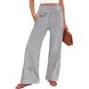 Xiaoliny Pantaloni Donna Estivi Righe Verticali Pantalone a Gamba Larga Vita Alta Elastica Leggero Elegante Pantaloni Palazzo con Tasche Casual Tuta Pantaloni Larghi da Tempo Libero Spiaggia Vacanze