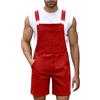 YOSUWOAI Salopette corte da uomo in denim, pantaloni cargo, pantaloni in jeans, pantaloni da lavoro, pantaloni da lavoro, vestibilità larga, in denim, tuta estiva, Z02 rosso., 3XL