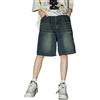 ORANDESIGNE Herren Jeans Shorts Kurze Denim Hose aus Stretch-Material Regular Fit Sommer Jeansbermudas Larghi Stile Baggy Blu Jeans Chiaro