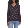 Tommy Hilfiger Maglione da Donna in Cotone a Maniche Lunghe con Scollo a V a Rombi, Melanzana/Sky Captain Multi, M