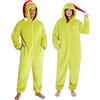 The Grinch Pigiama Intero Adulti, S-3XL, Famiglia Corrispondente Tuta Intera Cappuccio Cappello Babbo Natale, Regali Natalizi (L, Verde Adulti)