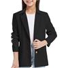 Generisch Giacca blazer bambina a maniche lunghe, collo a risvolto con tasca interna, apertura frontale aperta, tuta casual per bambini, Nero , 13-14 Anni