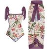Generico Costume Intero Donna Piscina Costume da Bagno Intero Donna con Stampa Elegante e Copricostume Coordinato per Un Completo (XXL)