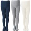 Marchare Collant per ragazze calze calde uniformi scolastiche in cotone solido leggings per bambini, Tinta unita blu navy/bianco avorio, grigio, confezione da 3, 9-12 Anni