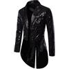 Foweknow Giacca Uomo Paillettes Slim Fit Giacca da Completo Gotica Frac Cappotto Steampunk Smoking Per Uomini Costume Halloween Carnevale Festa Travestimento Nightclub Spettacolo Cosplay Abbigliamento