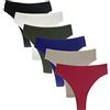 Deigecil - Confezione da 6 perizomi da donna, string, tanga, vita alta, modellanti, in cotone, biancheria intima da donna, morbida, comoda, per sport, mutandine da donna, L