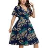 LIAMERHE Abito Donna Maniche Lunghe/Manica Corta Grandi Dimensioni Elegante Vestito Vita Alta Casual Stampa Floreale Vestito Inverno/Estate Taglie Forti Vestiti