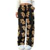 WINKEEY Pantaloni Pigiama Donna Invernali in Flanella Pantaloni Larghi comodi e morbidi in pile con Motivo di orsetto carino per la casa,Nero 2XL