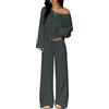 TFNOSIZE Completo Donna 2 Pezzi Coordinato con Maglia Maniche Lunghe e Pantaloni Larghi Vita Alta Stile Casual Elegante