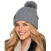 Baesics Berretto invernale da uomo e da donna, in pelliccia sintetica | Con morbido pompon e morbida fodera in pile. Dimensioni: circa 54-58 cm, maglia dall'UE. Caldo per autunno, inverno e come