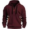 MakingDa Felpa in Pile Uomo Felpa con Cappuccio 1/4 Zip Fleece Fodera Invernale 3 Taschino Camicia Felpata Manica Lunga Comodo Calda Maglia Tuta Sportiva Pullover Casual Basic Hoodie Bordeaux M