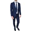 Evoga Abito Uomo Sartoriale in Raso Completo Smoking Elegante Cerimonia (50, Blu Doppiopetto)