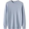 ERFMFKL Maglione da uomo in lana merino, girocollo, a maniche lunghe, tinta unita, morbido e caldo, blu cielo, XL