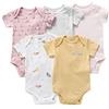 amropi 5 Pezzi Body Bambino a Manica Corta Pagliaccetto di Cotone Neonato Tutina Set Giallo/Bianco/Rosa, 3-6 Mesi