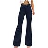 Generic Pantaloncini da donna in corduroy svasati a vita alta vintage con fondo a campana invernale alla moda in tessuto elasticizzato con fondo a campana jeans corduroy retrò a gamba larga con tasche, Blu