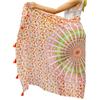 Mandala Life ART Copricostume da Spiaggia Cottone Nappa Arancione Telo Sarong XXL Bohemian Pareo Mare Donna Grande Lungo Sexy Bikibi Cover Up 2024 Arazzo da Parete 180X120 Cm Fatto in India