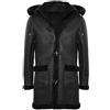 Infinity Leather Cappotto Lungo Montgomery da Uomo con Cappuccio Nero Zenzero in Vera Pelle di Montone 2XL