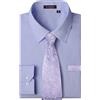 HISDERN Camicia Uomo Slim Fit Elegante Lilla Camicie Uomo Manica Lunga con Cravatta Formale Business Matrimonio Casual con Tasca Classiche Regular XL