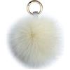 Xsclpomddy Portachiavi con pompon in pelliccia di volpe, grande, con palla di pelliccia soffice, ciondolo per borsa