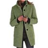 Generisch Cappotto corto trench da donna con abbottonatura e colletto alto, cappotto di lana, cappotto in vera pelliccia, verde militare, 3XL