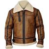 UA-Fashed Giacca da aviatore RAF B3 Bomber marrone, pilota, volo, in pelliccia di pecora, in shearling, in vera pelle, giacca WW2, XXL