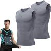 LIXQQS 2 Pezzi Gilet Modellante Ionico, Camicia a Compressione per Uomo Dimagrante Body Shaper Stretto Shapewear Gilet da Allenamento Canotte da Allenamento, Canottiera(C-Gray+Gray,XL)