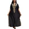 YouKD - Kaftano ricamato floreale ampio stile bohémien, copricostume da spiaggia, bikini, vestito plus size da donna, M Nero, Etichettalia unica